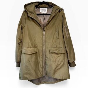 Pink Martini Mid Weight Hooded Front Zip Jacket Olive Green Size Medium